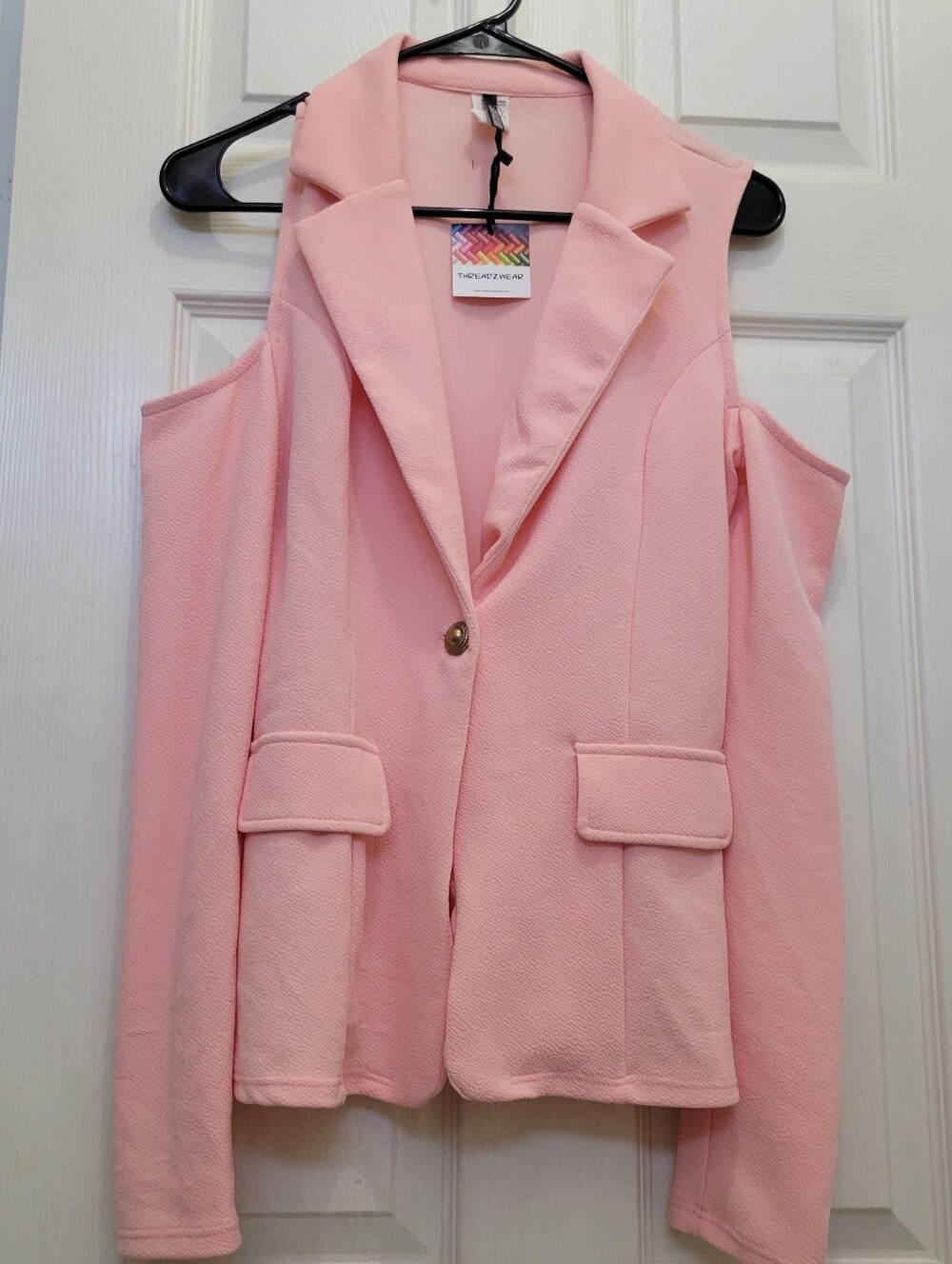 San Julian Pink Cold-Shoulder Blazer Jacket Medium